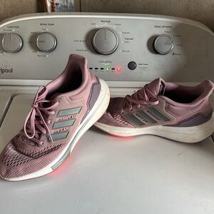 Adidas Pink and Gray Athletic Shoes with Mesh Upper